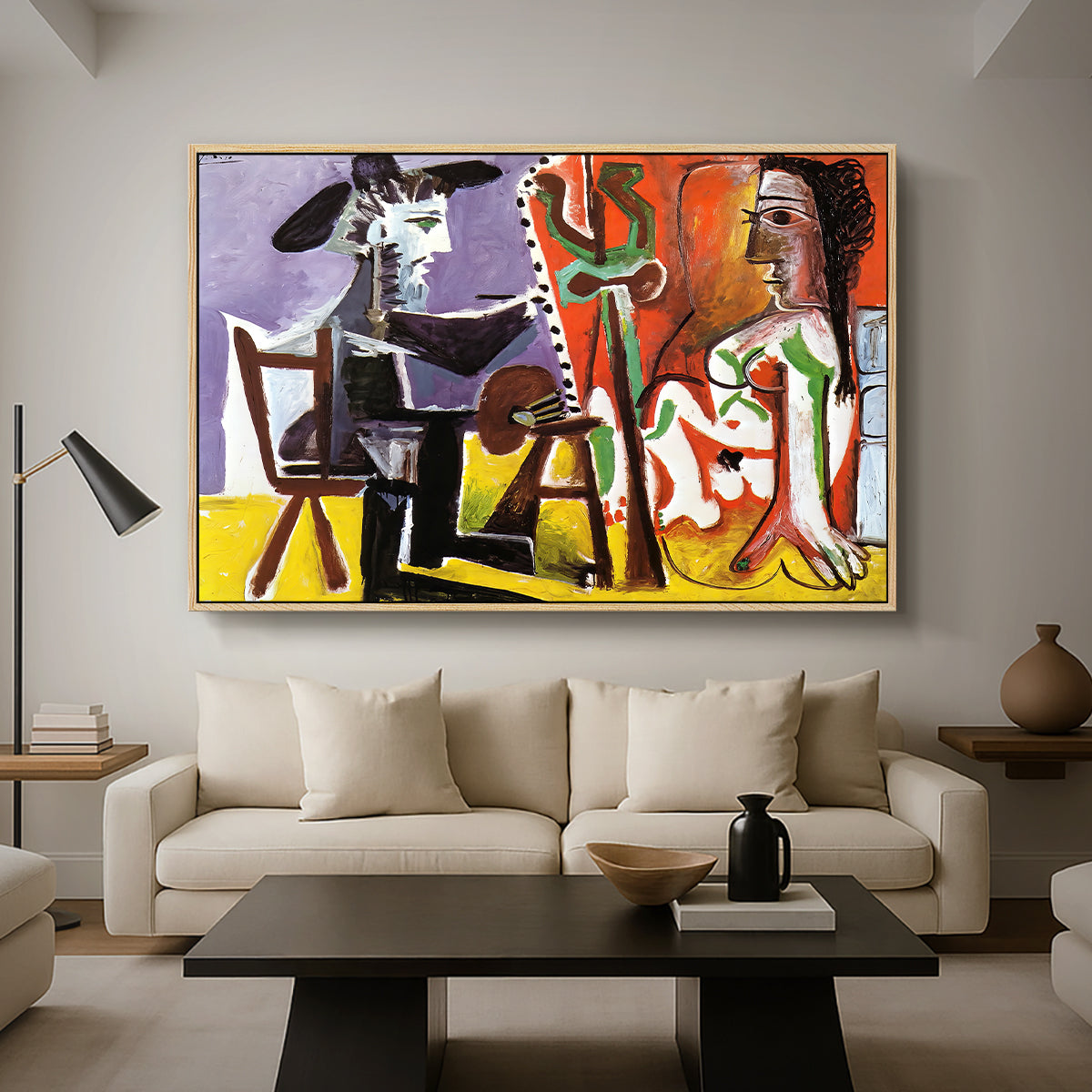 The Painter and His Model, 1963 - Floater Framed Canvas Print