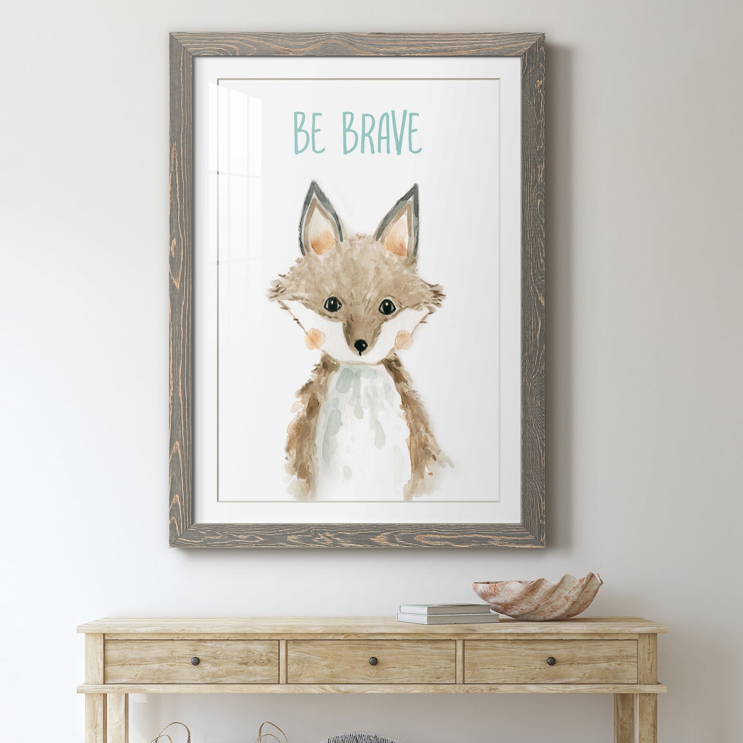 Be Brave Fox - Premium Framed Print - Distressed Barnwood Frame - Ready to Hang