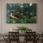 Canvas art print featuring a reclining nude woman surrounded by dense jungle plants and animals, showcased as a statement wall artwork