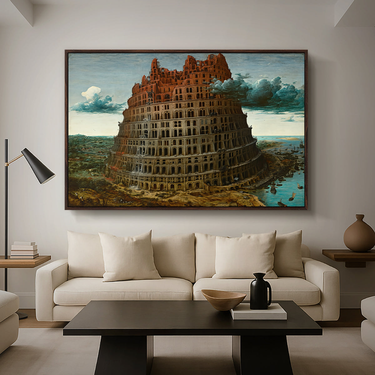 The Tower of Babel, c. 1568 - Floater Framed Canvas Print