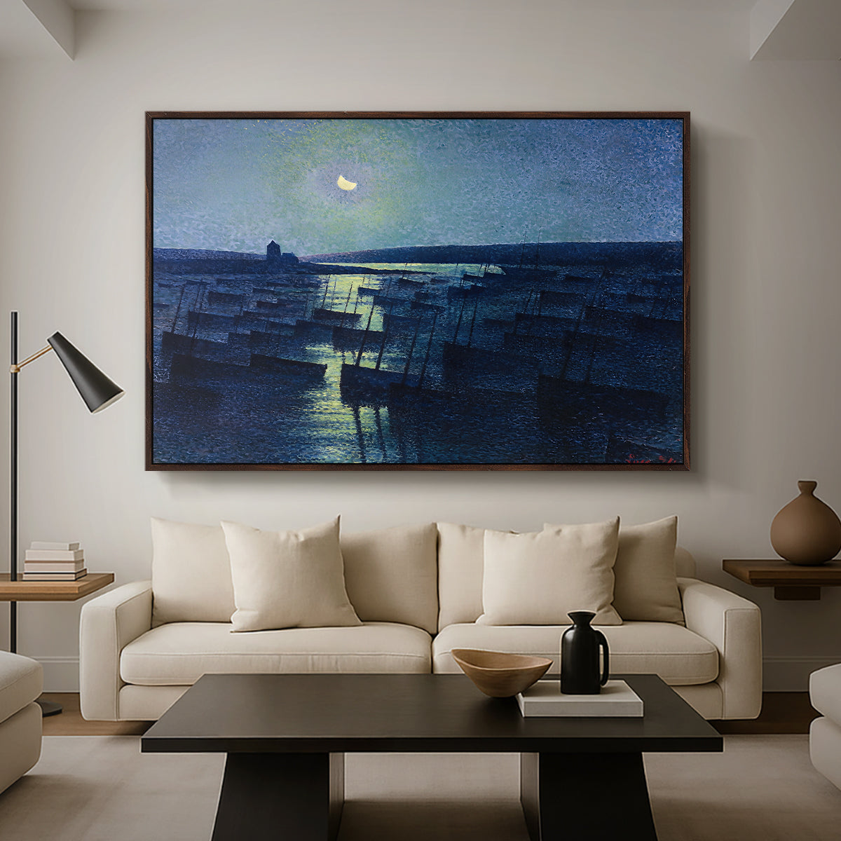 Camaret, Moonlight and Fishing Boats, 1894 - Floater Framed Canvas Print
