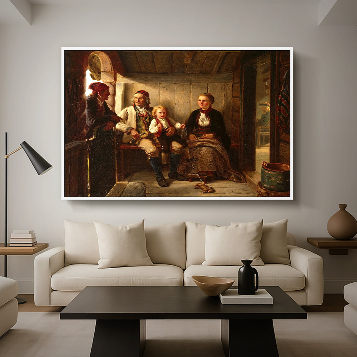 Neighbors (Naboer), 1855 - Floater Framed Canvas Print