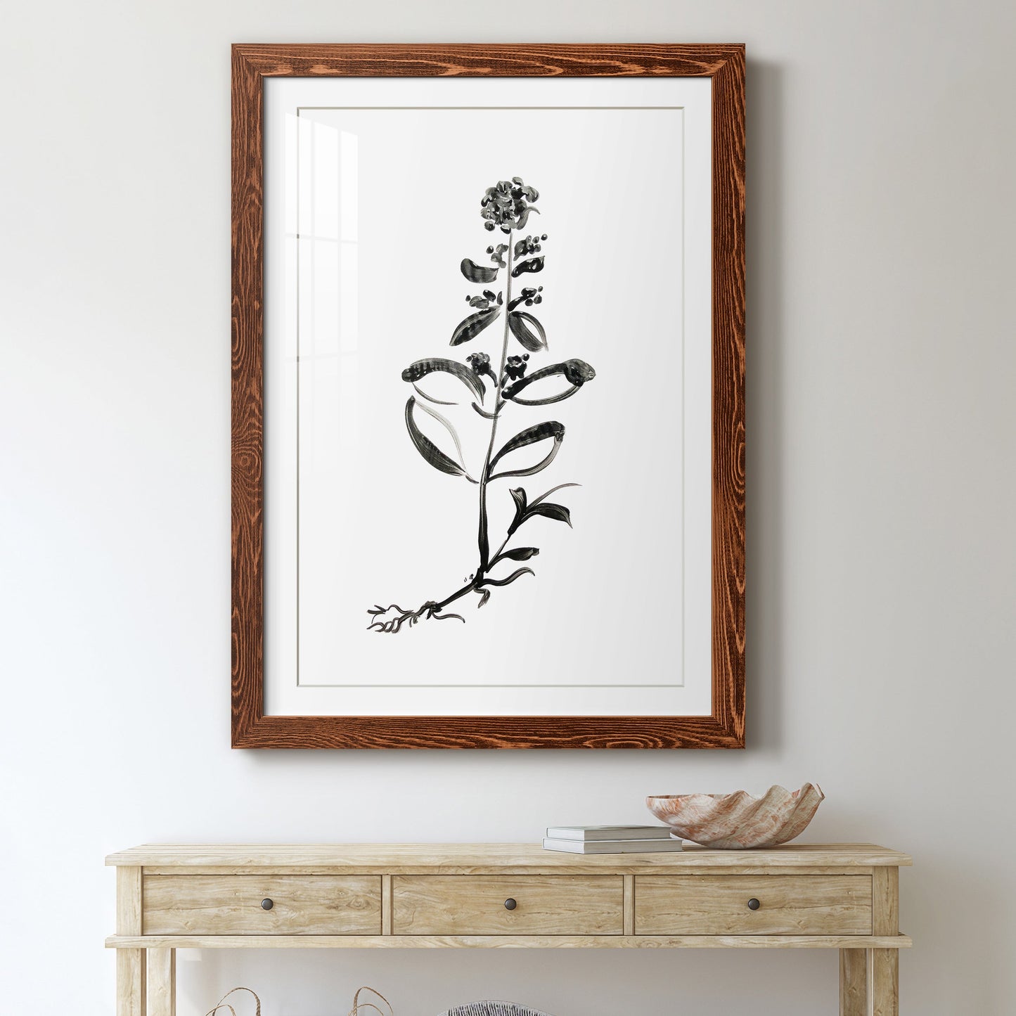 Inky Botanical III - Premium Framed Print - Distressed Barnwood Frame - Ready to Hang