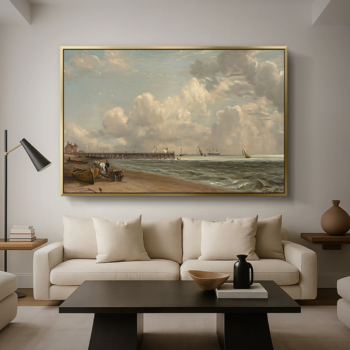 Yarmouth Jetty, 1822 - Floater Framed Canvas Print