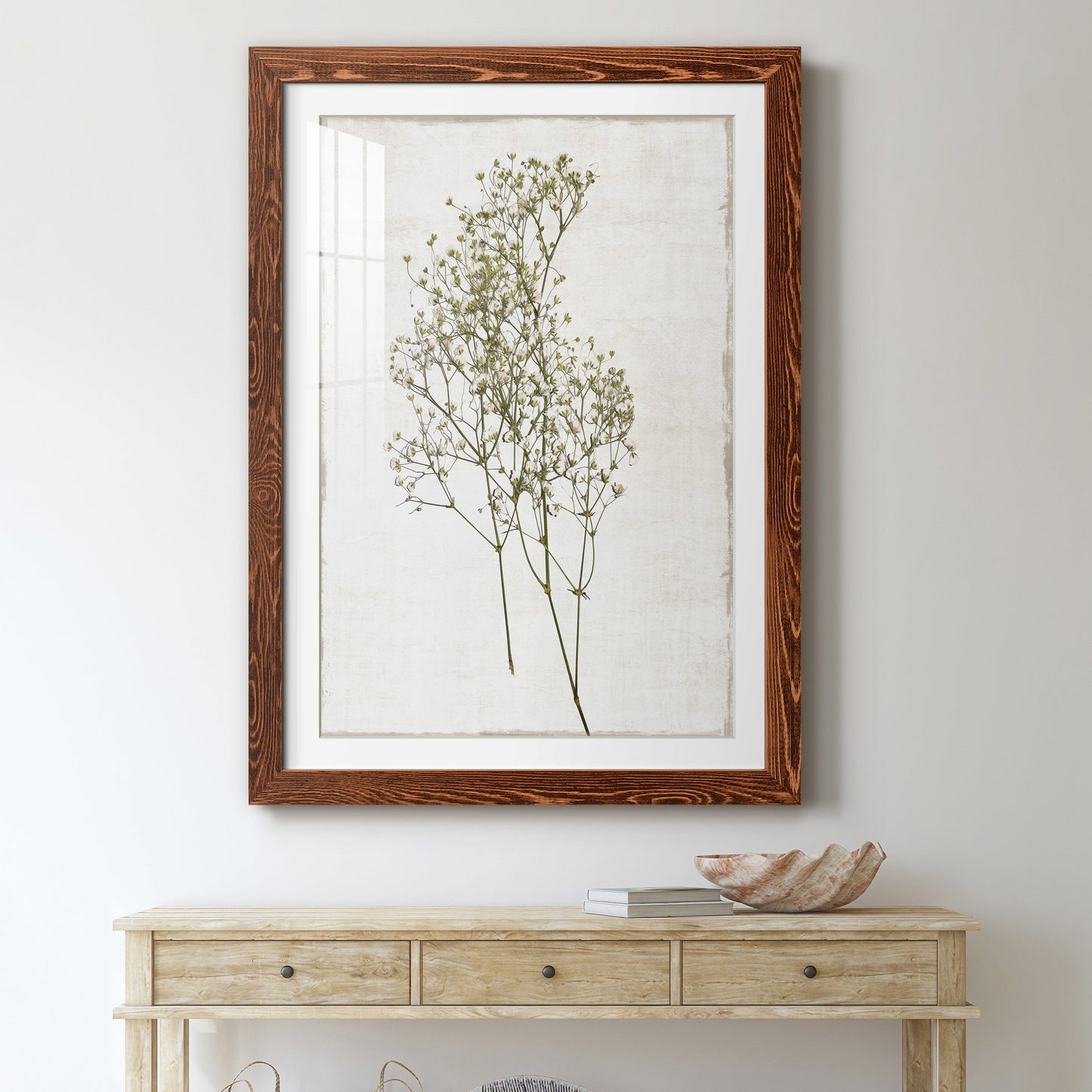 Farmhouse Pressed Flower I - Premium Framed Print - Distressed Barnwood Frame - Ready to Hang