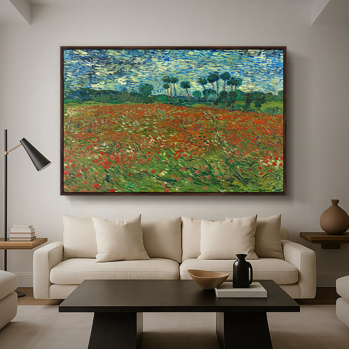 Field with Poppies, 1889 - Floater Framed Canvas Print