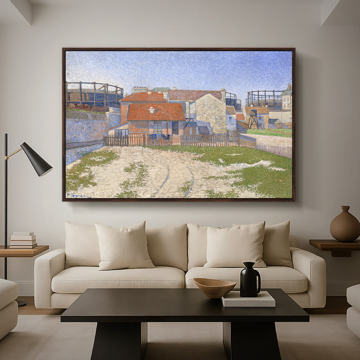 Gasometers at Clichy, 1886 - Floater Framed Canvas Print