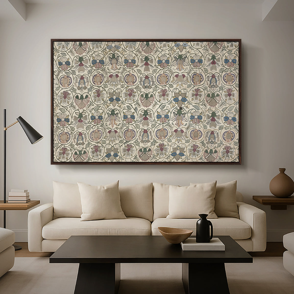 Long Cushion Cover (Printed Textile), c. 1600 - Floater Framed Canvas Print