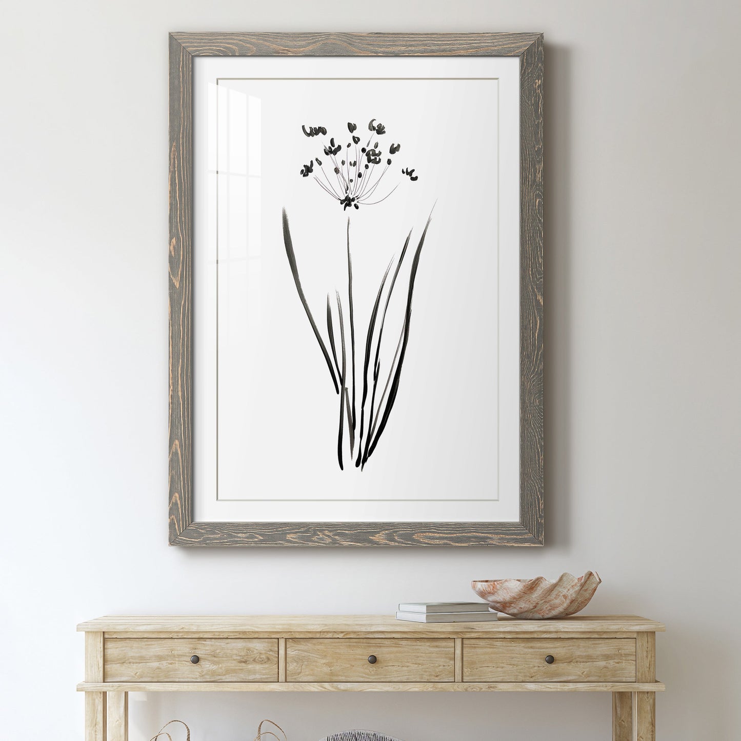 Inky Botanical II - Premium Framed Print - Distressed Barnwood Frame - Ready to Hang