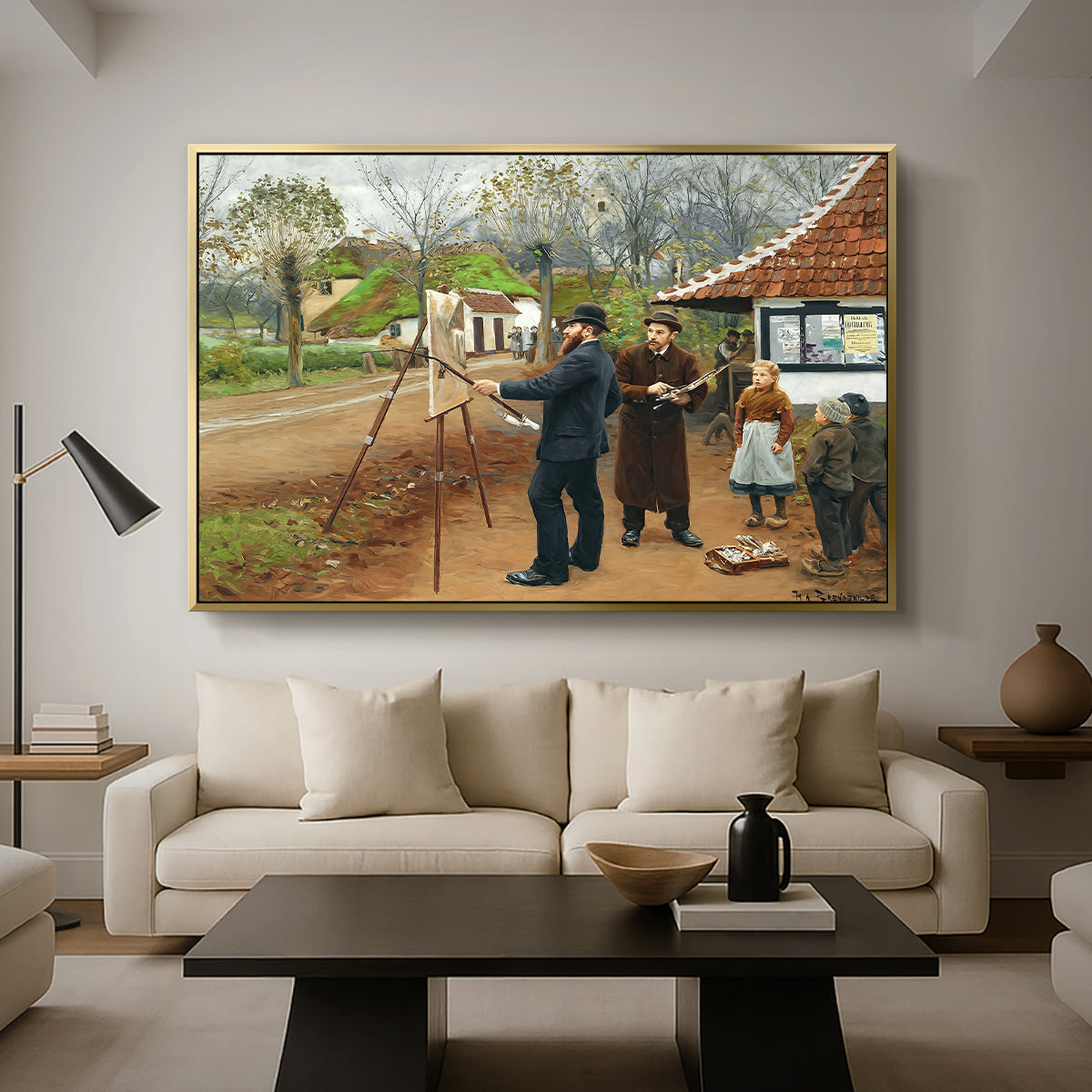 L. A. Ring Painting near Aasum Smithy, 1893 - Floater Framed Canvas Print