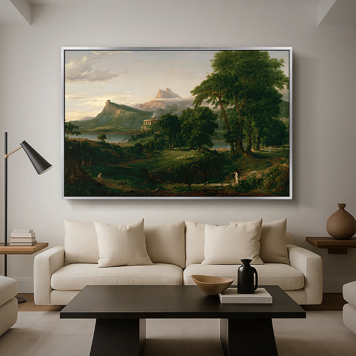 The Course of Empire: The Arcadian or Pastoral State, 1834 - Floater Framed Canvas Print