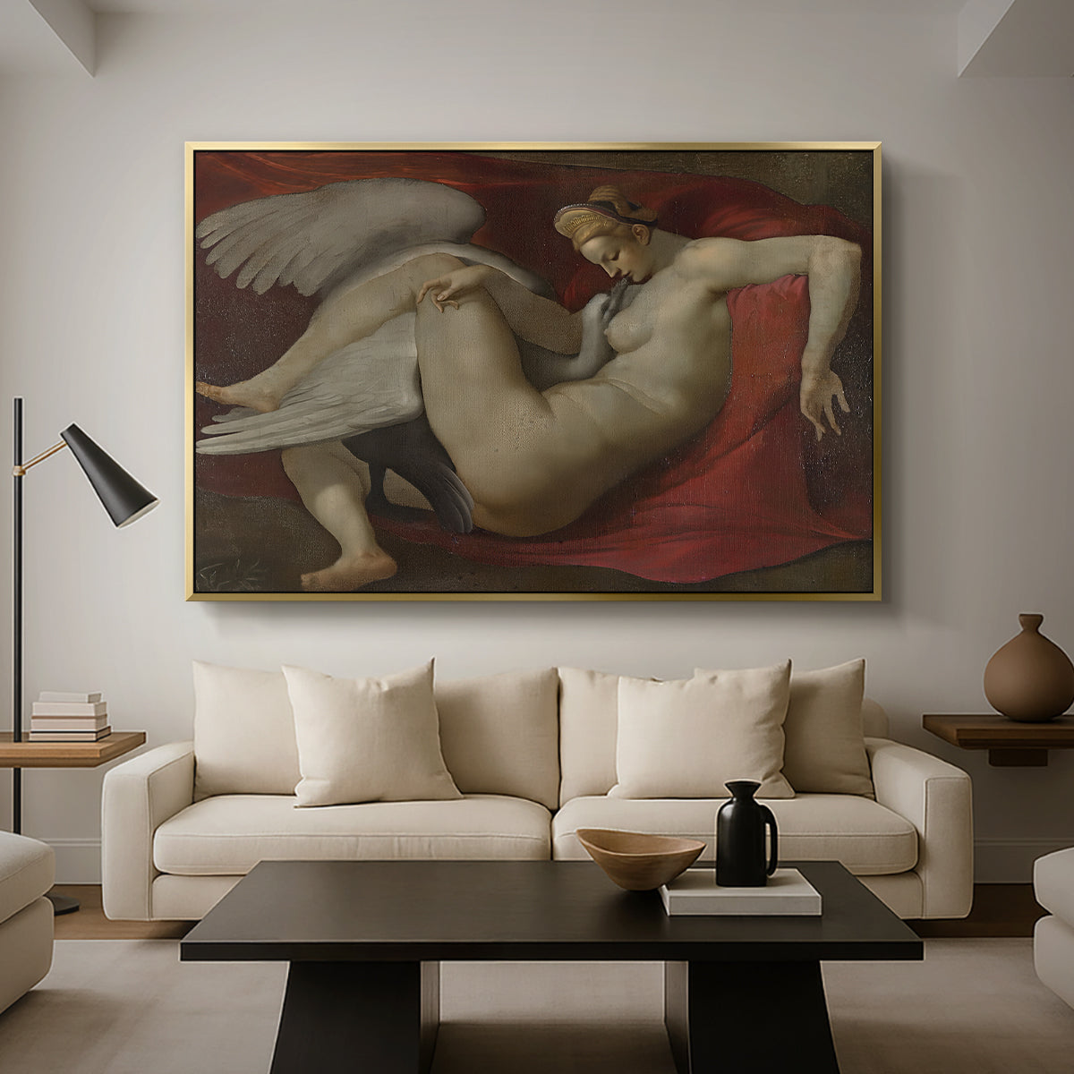 Leda and the Swan (16th-Century Version), c. 1530 - Floater Framed Canvas Print