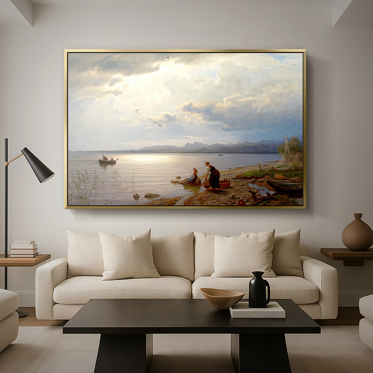 On the Banks of the Chiemsee, 1871 - Floater Framed Canvas Print