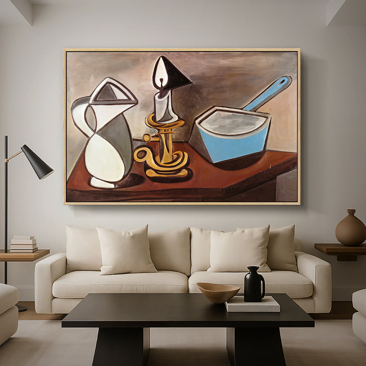 Jug, Candle, and Enamel Pan, 1950 - Floater Framed Canvas Print