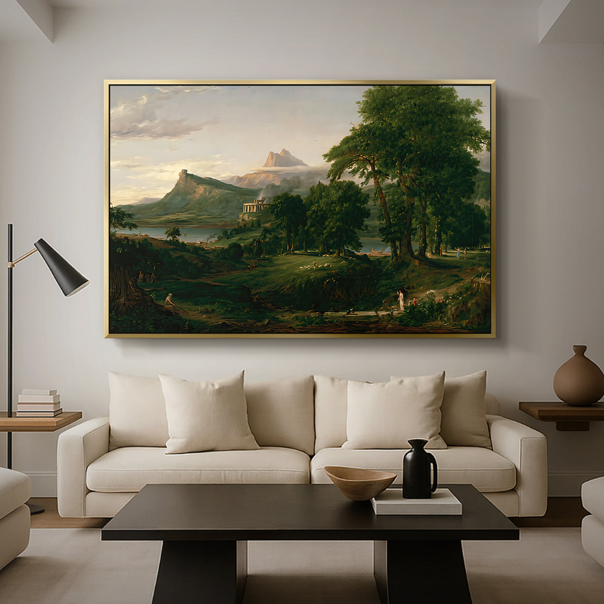 The Course of Empire: The Arcadian or Pastoral State, 1834 - Floater Framed Canvas Print