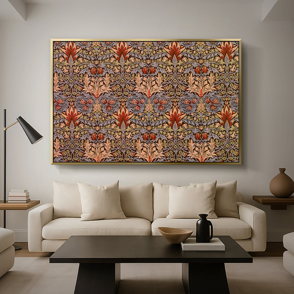 Snakeshead - Red/Cumin, c. 1876 - Floater Framed Canvas Print