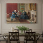 Canvas art print featuring a family seated together in interior room engaged in quiet activity, showcased as a statement wall artwork