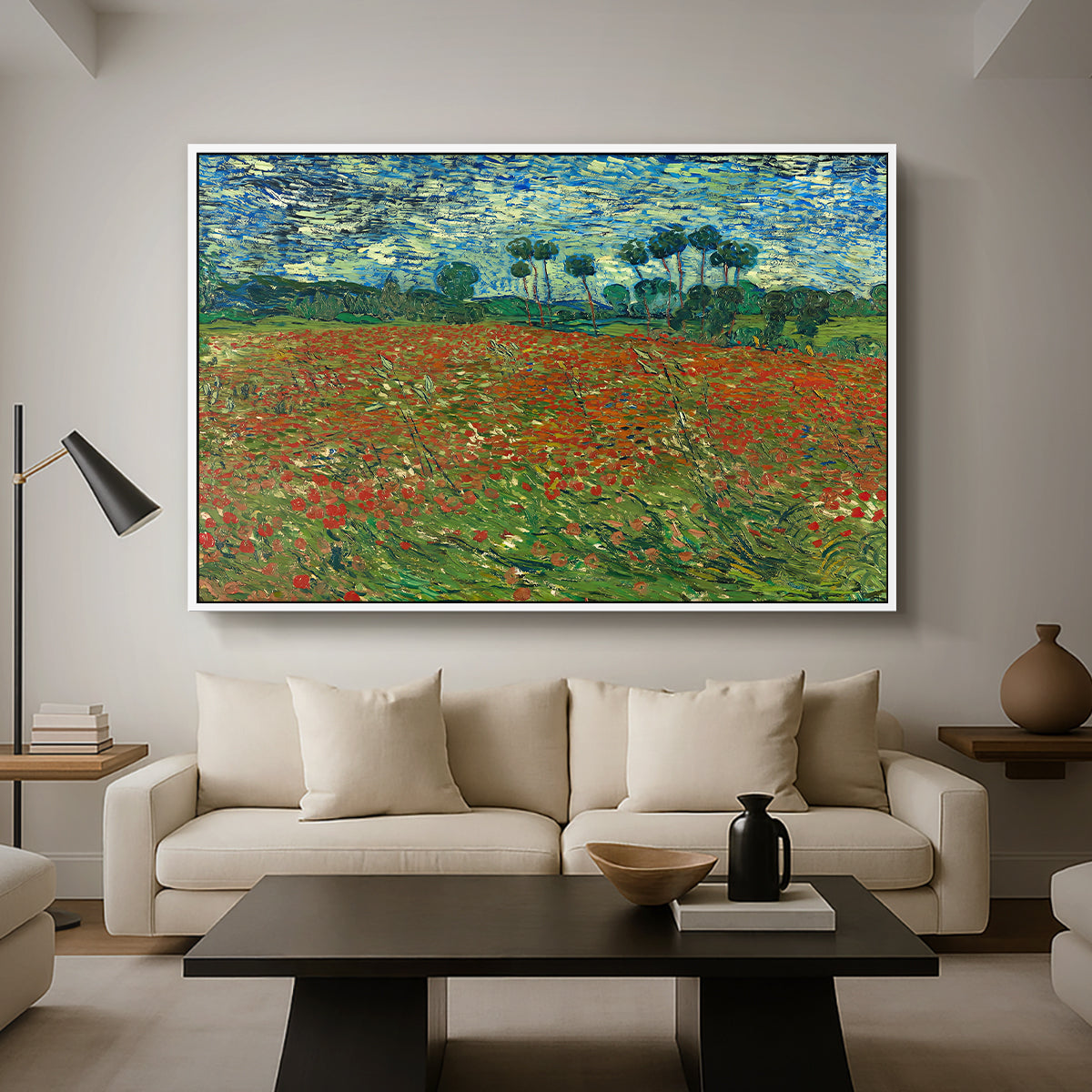 Field with Poppies, 1889 - Floater Framed Canvas Print
