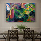 Canvas art print featuring a stylized deer within abstract garden setting of geometric shapes, showcased as a statement wall artwork