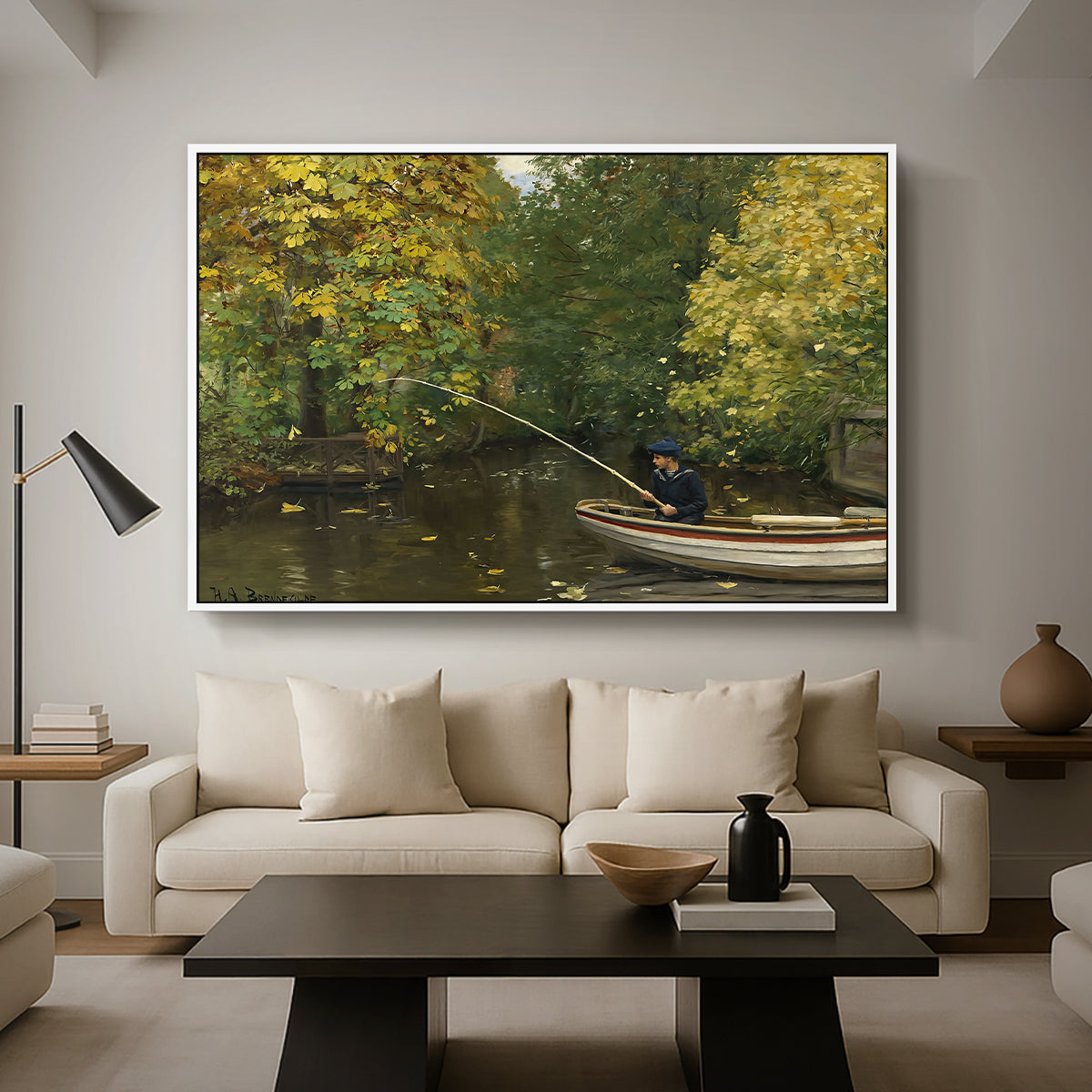 Fishing Boy, c. 1890 - Floater Framed Canvas Print