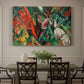 Canvas art print featuring an abstract composition suggesting rainfall through diagonal lines and color patterns, showcased as a statement wall artwork