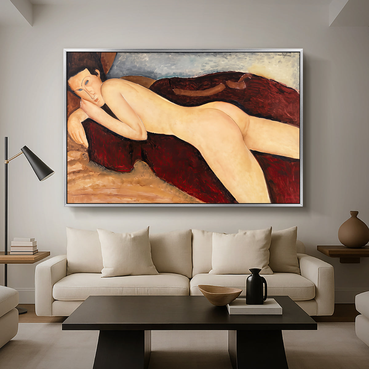 Reclining Nude from the Back (Nu couché de dos), c. 1917 - Floater Framed Canvas Print