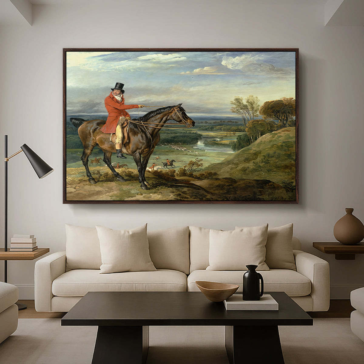 John Levett Hunting at Wychnor, Staffordshire, 1818 - Floater Framed Canvas Print
