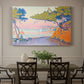 Canvas art print featuring a coastal landscape with trees and water, showcased as a statement wall artwork
