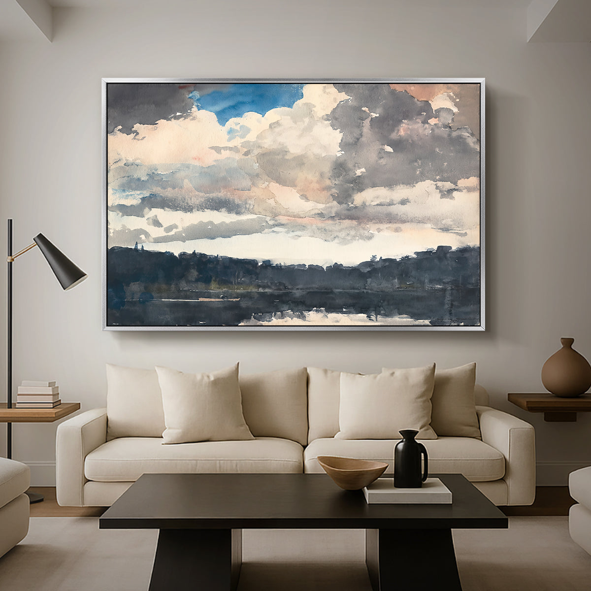 The Lone Boat, North Woods Club, Adirondacks, 1892 - Floater Framed Canvas Print
