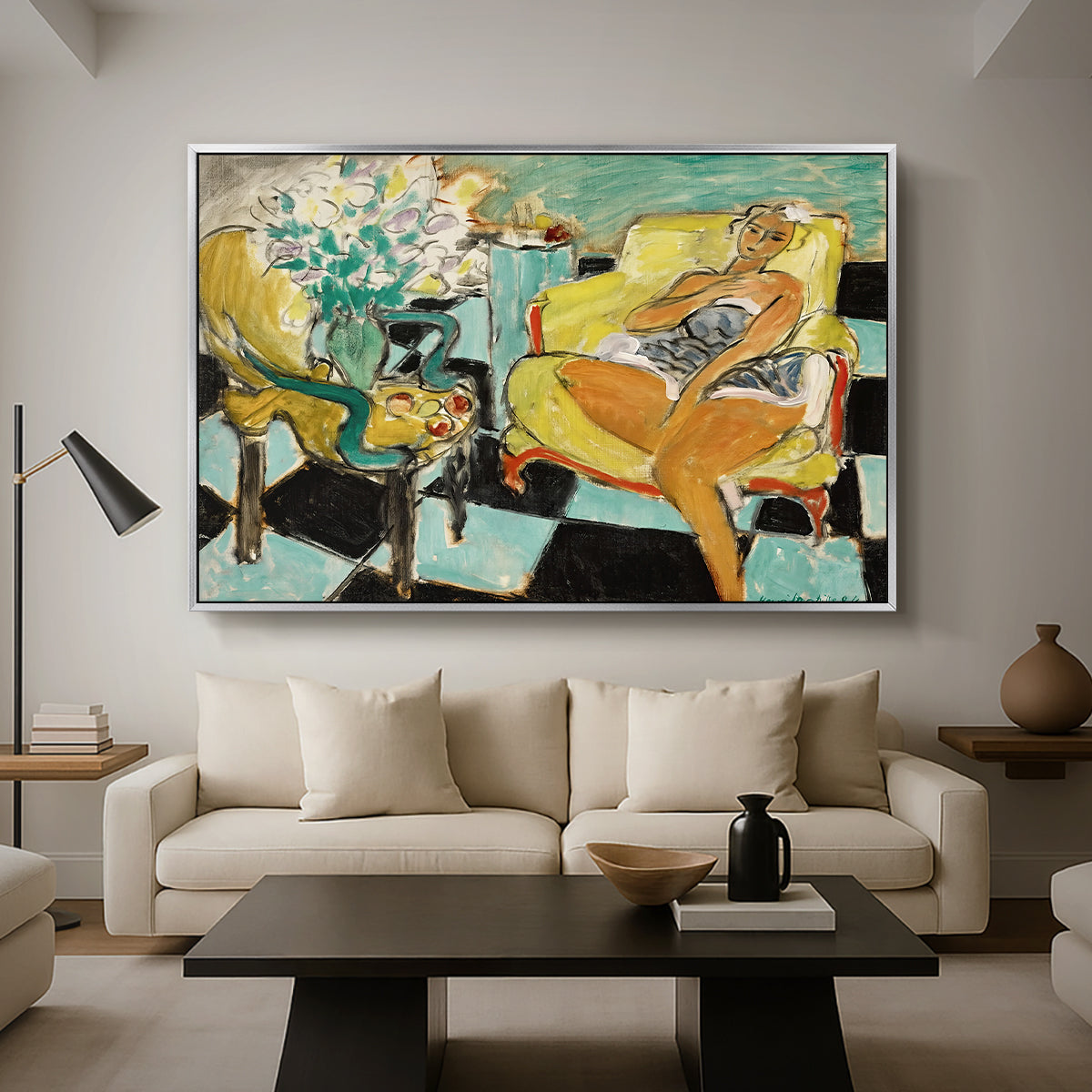Seated Woman with Flower, 1942 - Floater Framed Canvas Print