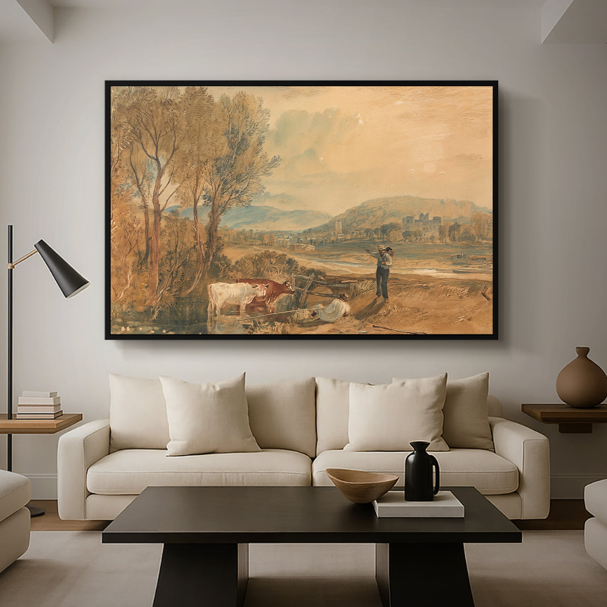 Lulworth Castle, Dorset, c. 1820 - Floater Framed Canvas Print