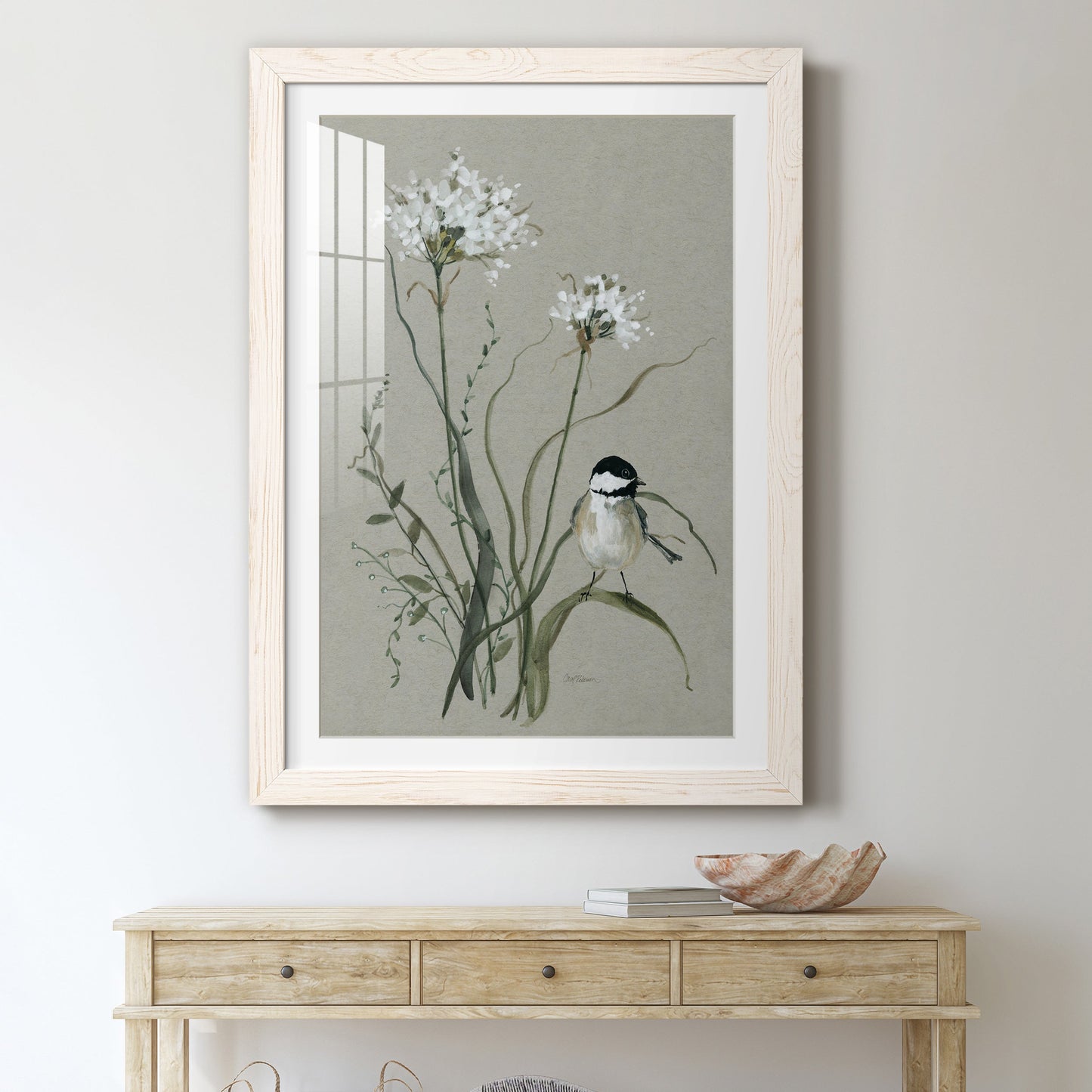 Bouquet of Grace Bird II - Premium Framed Print - Distressed Barnwood Frame - Ready to Hang