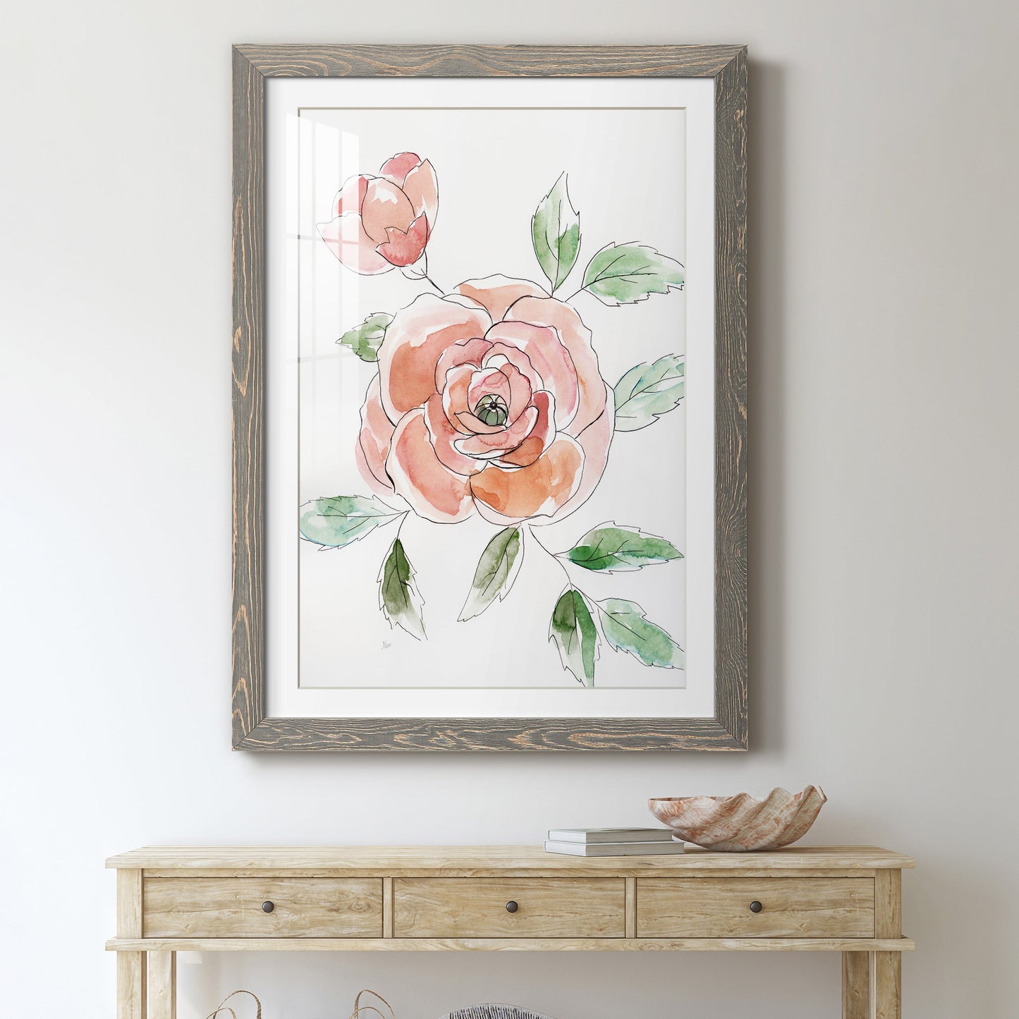 Rose Contour - Barnwood Framed Art Print