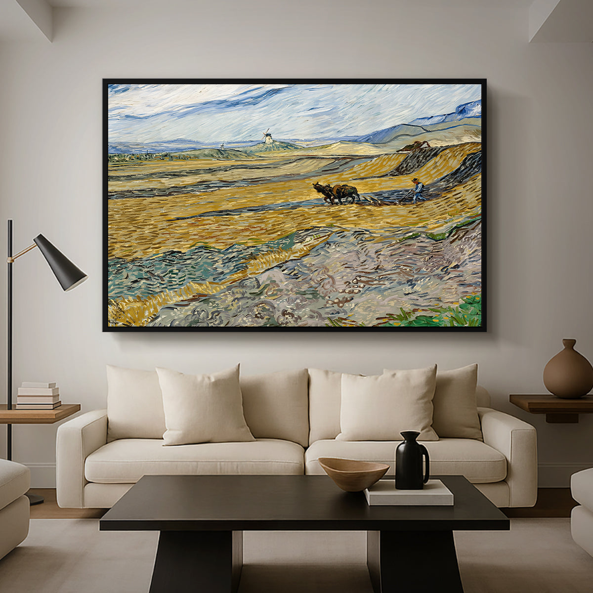 Enclosed Field with Ploughman, 1889 - Floater Framed Canvas Print