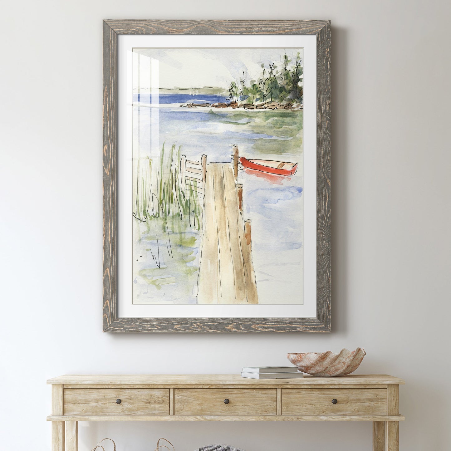 Sketchy Pier - Barnwood Framed Art Print