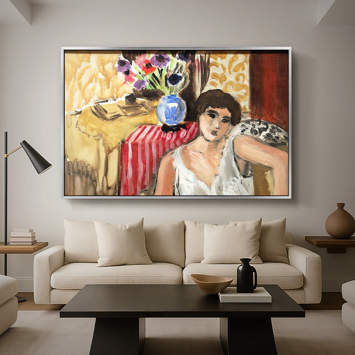 Woman Seated in an Armchair, c. 1920 - Floater Framed Canvas Print