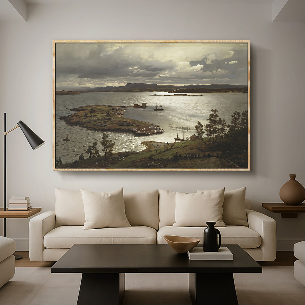 The Fjord at Sandviken (Sandviksfjorden), 1879 - Floater Framed Canvas Print