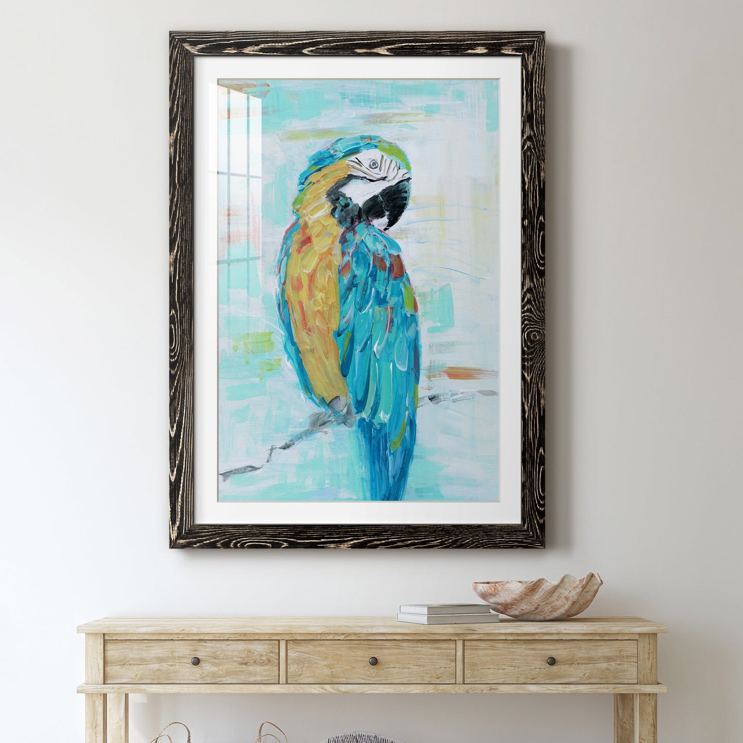 Island Parrot I - Premium Framed Print - Distressed Barnwood Frame - Ready to Hang