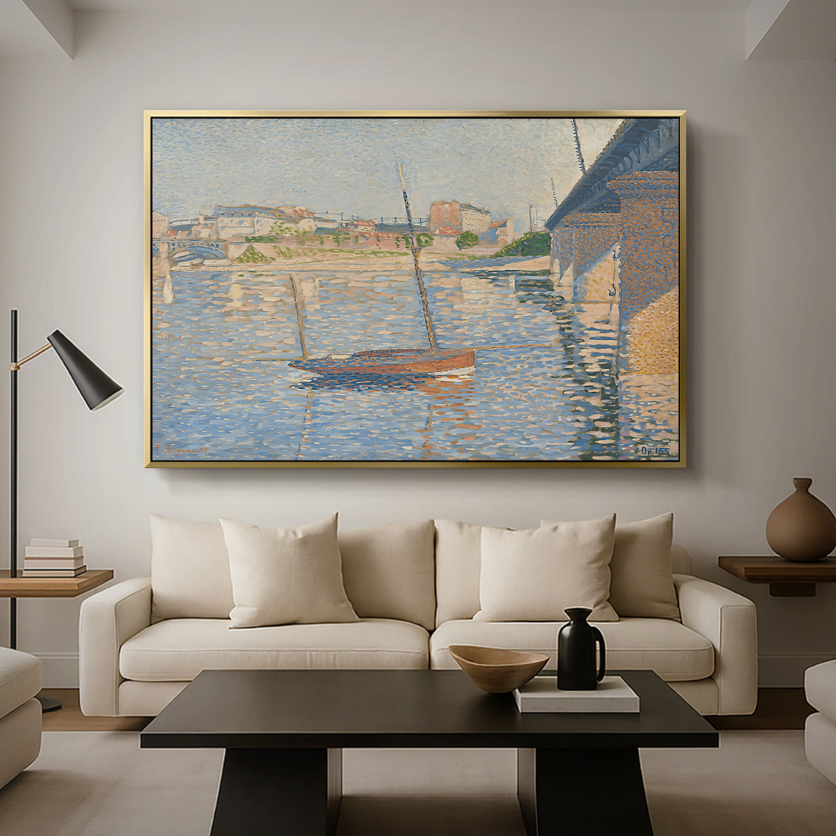 Le Clipper, Asnières, 1887 - Floater Framed Canvas Print