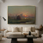 Haystack at Sunset, 1880 - Floater Framed Canvas Print
