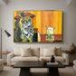 Woman Yelling at a Cat Meme (Picasso Parody) - Floater Framed Canvas Print