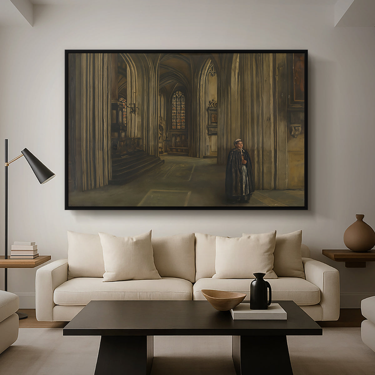 Interior of a Church, 1871 - Floater Framed Canvas Print