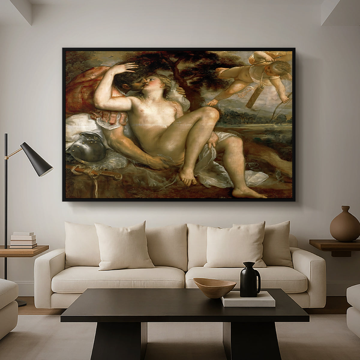Mars, Venus and Cupid, c. 1530 - Floater Framed Canvas Print
