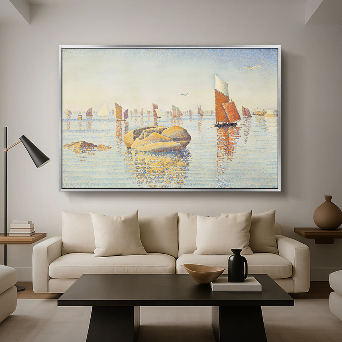 Concarneau, Quiet Morning, Opus 219, 1891 - Floater Framed Canvas Print