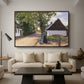 Danish Village Street with Woman and Milkman, 1880 - Floater Framed Canvas Print