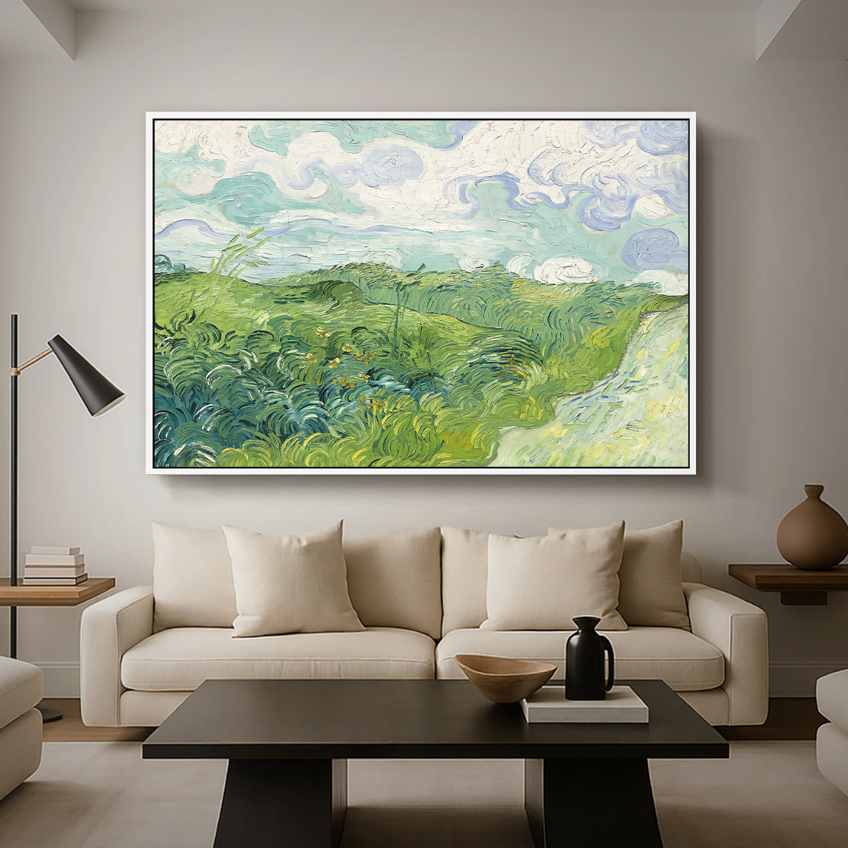 Green Wheat Field, Auvers, 1890 - Floater Framed Canvas Print