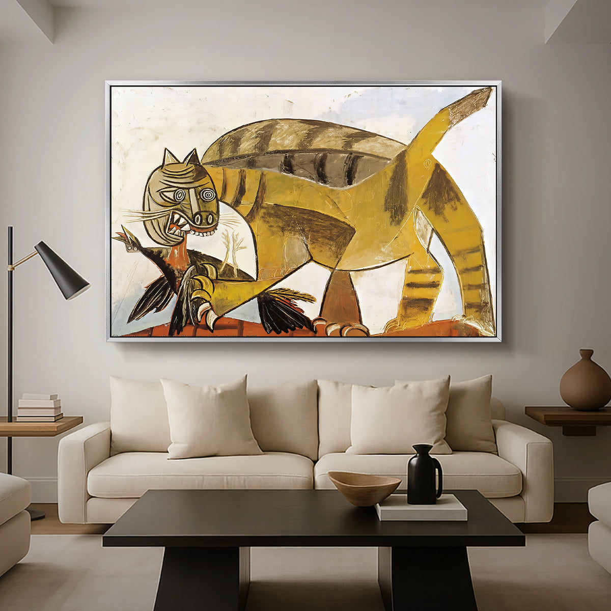 Cat Eating a Bird, 1939 - Floater Framed Canvas Print