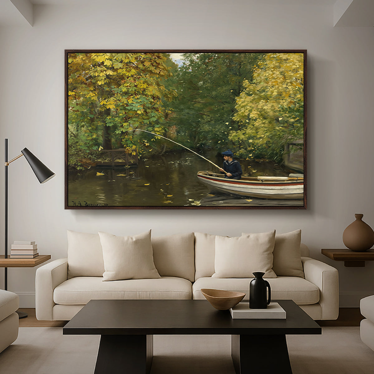 Fishing Boy, c. 1890 - Floater Framed Canvas Print