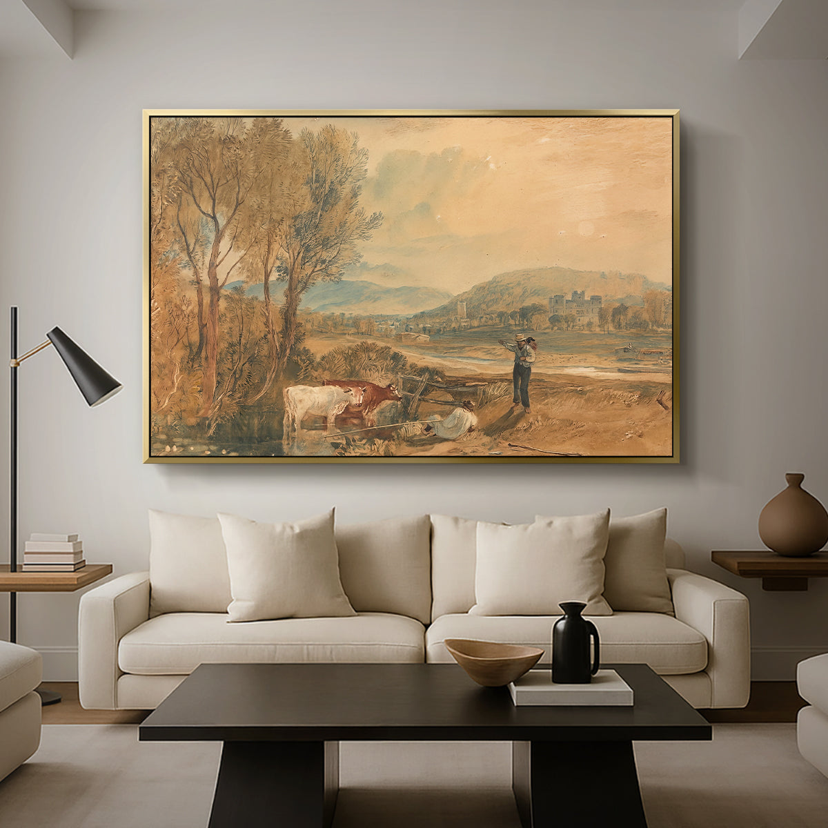 Lulworth Castle, Dorset, c. 1820 - Floater Framed Canvas Print