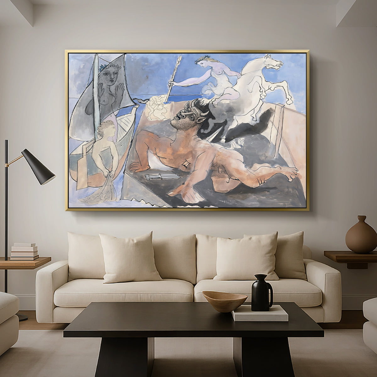Composition with Minotaur, 1936 - Floater Framed Canvas Print